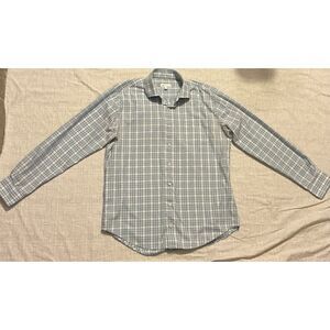 Peter Millar Plaid Button‎ Shirt Blue Checkered Size L